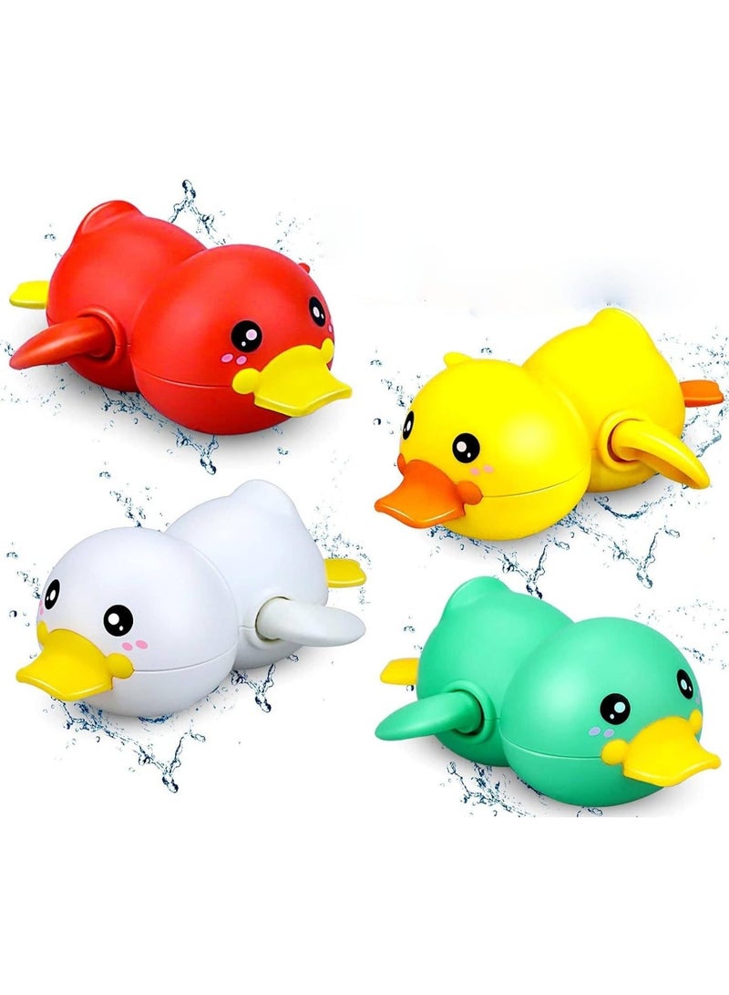 ChicAbode ألعاب الحمام للأطفال الصغار, 4pcs البط الحيوان ألعاب الحمام, الرياح حتى الألعاب, للأولاد البنات الأطفال, العائمة حمام السباحة ألعاب المياه لمدة 3+ سنوات - Image 1